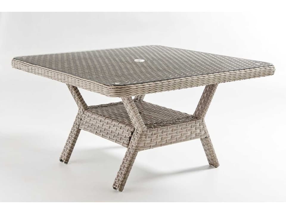 Mayfair Wicker Pebble Square Glass Top Dining Chat Table