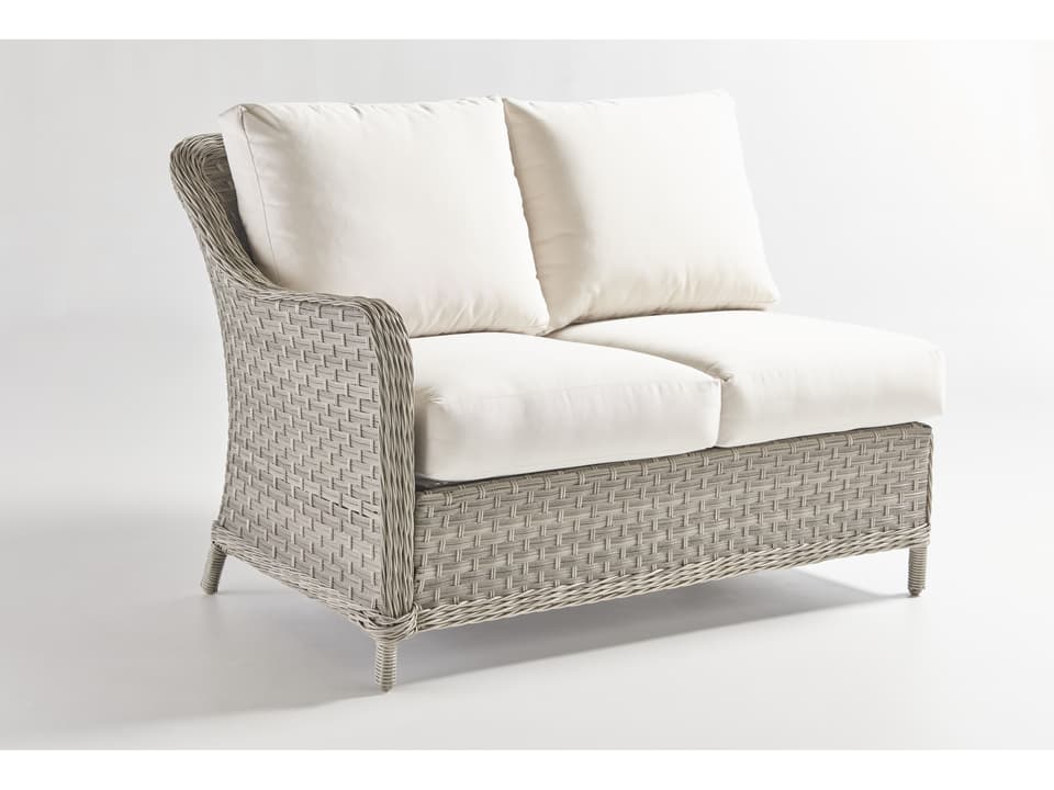 Mayfair Wicker Left Arm Loveseat in Pebble