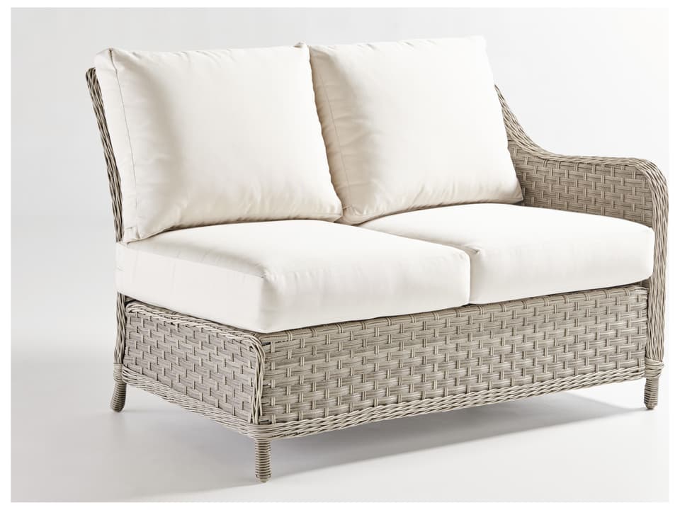 Mayfair Wicker Right Side Facing One Arm Loveseat in Pebble