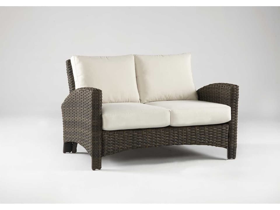 Panama Outdoor Wicker Loveseat in Charcoal Brown