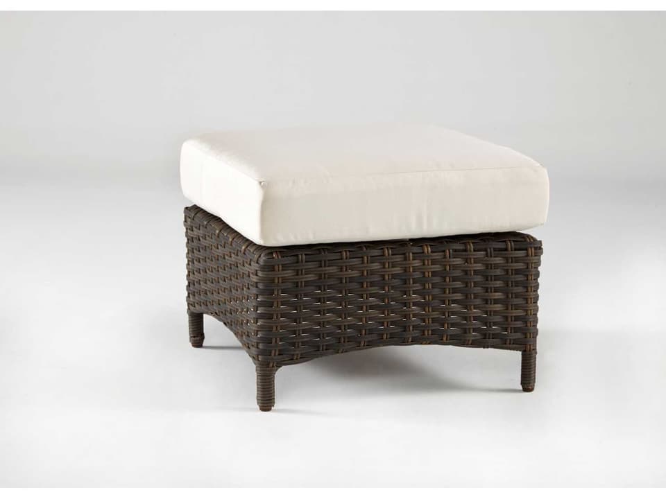 Panama Outdoor Ottoman in Charcoal Brown All-Weather Wicker