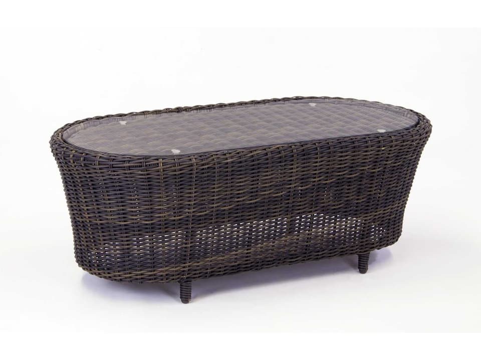 Saint John Oval Outdoor Coffee Table in Cappuccino Wicker