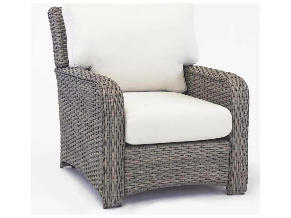 Saint Tropez Outdoor Wicker Cushion Lounge Chair in Stone