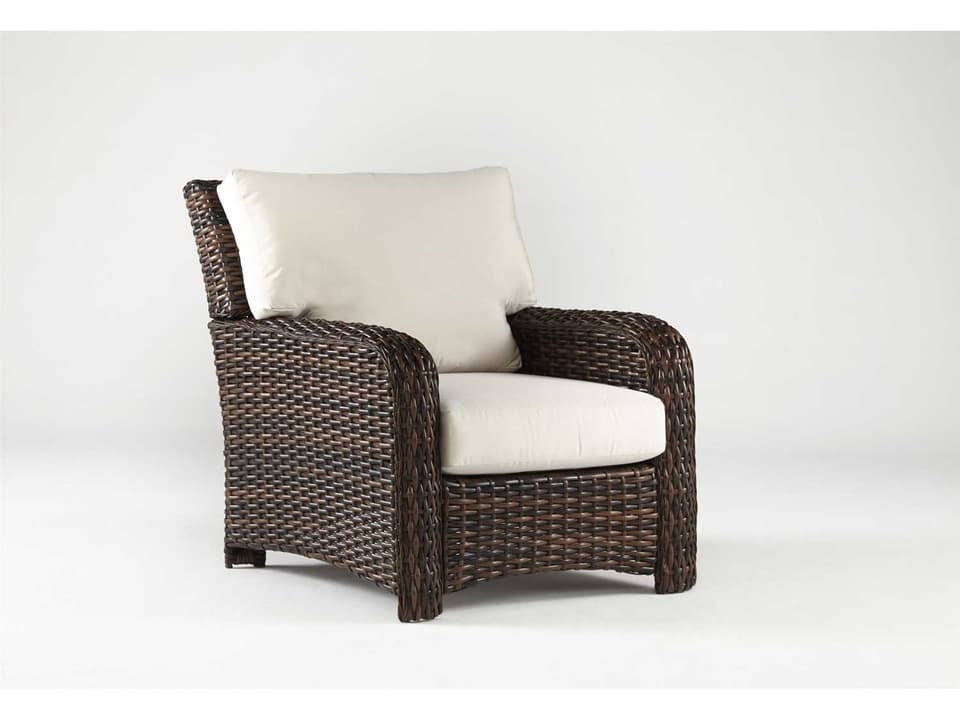 St Tropez Outdoor Wicker Lounge Chair in Stone with Cushions