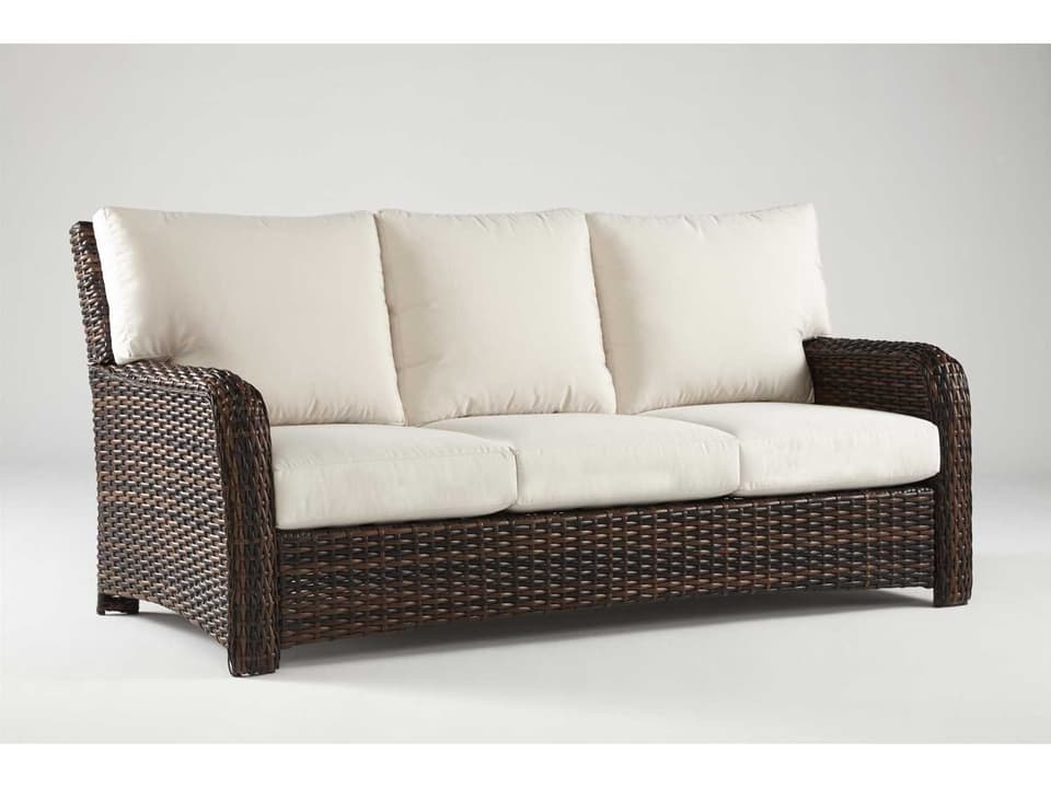 Saint Tropez 3-Seat Outdoor Wicker Sofa in Stone or Tobacco