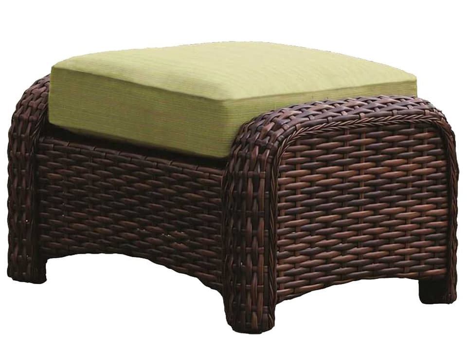 St Tropez Wicker Outdoor Patio Ottoman with Cushion