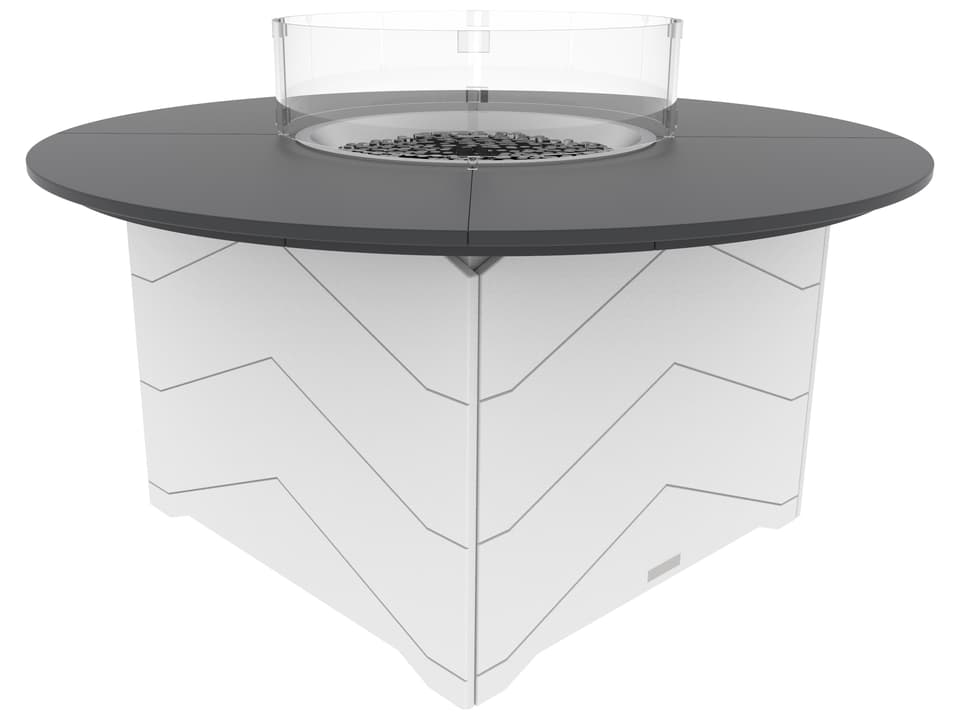 Aura 50-Inch Round Fire Table in EnviroWood and Stainless Steel