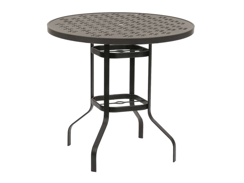 Patterned Square Aluminum Bar Height Table with Umbrella Hole