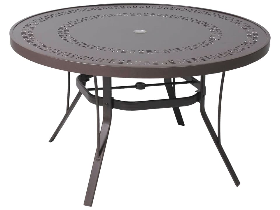 Patterned Square Aluminum Bar Height Table with Umbrella Hole