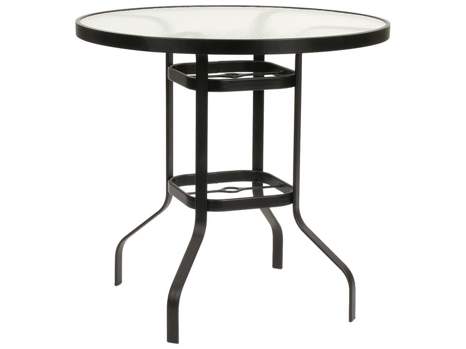 36-Inch Round Cast Aluminum Glass Top Bar Table