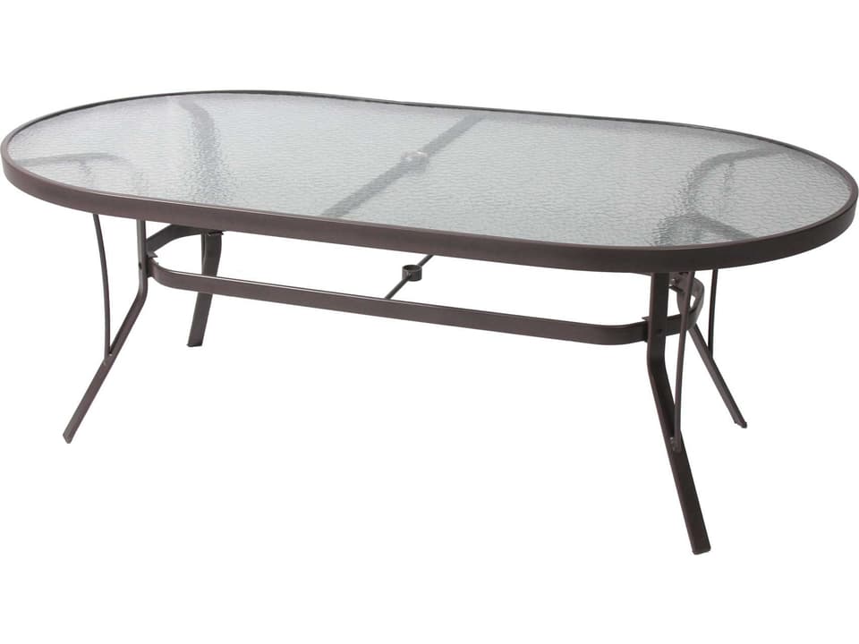 Aluminum Oval Glass Top Outdoor Dining Table