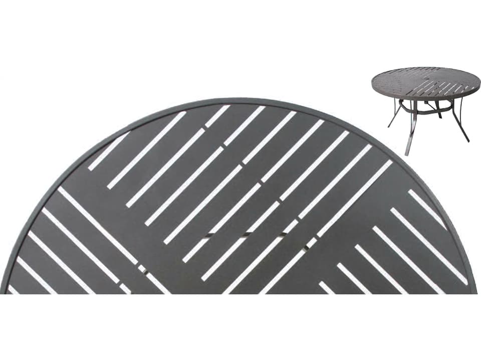 Slat Aluminum 42x76 Inch Oval Dining Table with Umbrella Hole