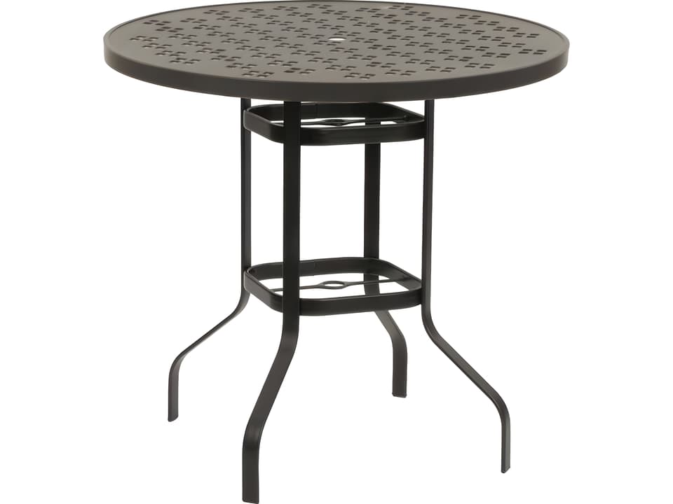 Patterned Square Aluminum 42-Inch Round Gathering Table