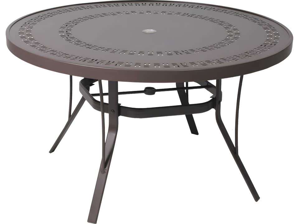 42-Inch Round Cast Aluminum Dining Table with Umbrella Hole
