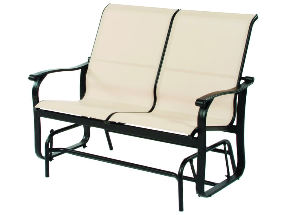 Rosetta Sling Aluminum Hi Back Glider Loveseat