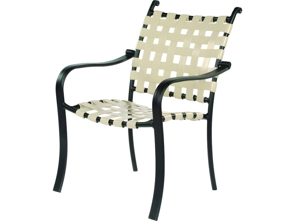 Rosetta Strap Aluminum Stackable Outdoor Patio Dining Arm Chair