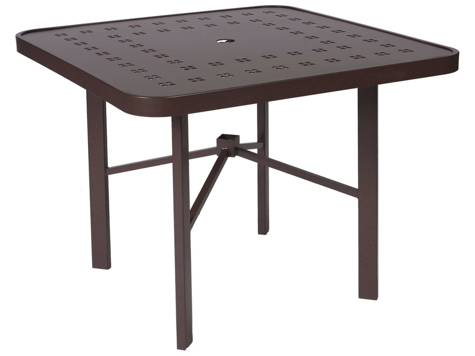 Vectra Aluminum Square Natural Patio Dining Table with Umbrella Hole