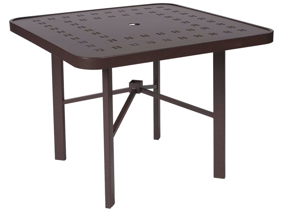 Vectra 36-Inch Square Aluminum Dining Table with Umbrella Hole