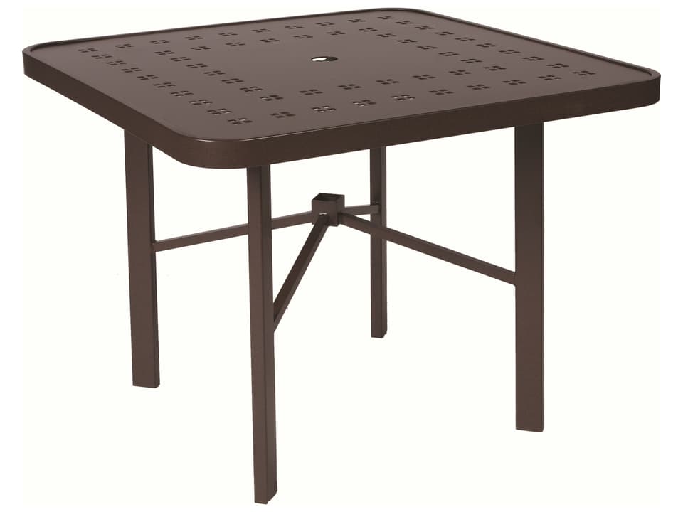 Vectra 36-Inch Square Cast Aluminum Dining Table with Umbrella Hole