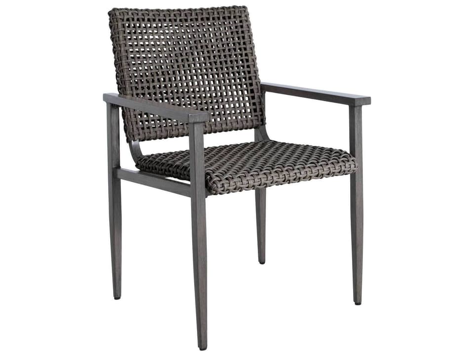 Harbor N-Dura Resin Wicker Dining Arm Chair in Slate Grey