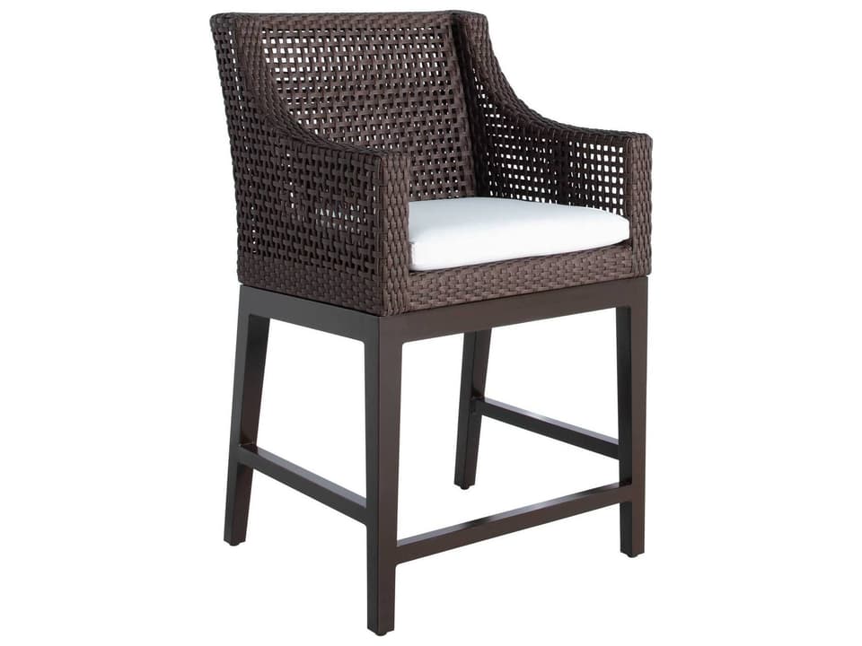 Montecito N-dura Resin Wicker Counter Stool in Mahogany Chestnut