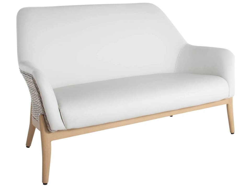 Palma N-Dura Resin Wicker Loveseat with Marine-Grade Vinyl in Natural