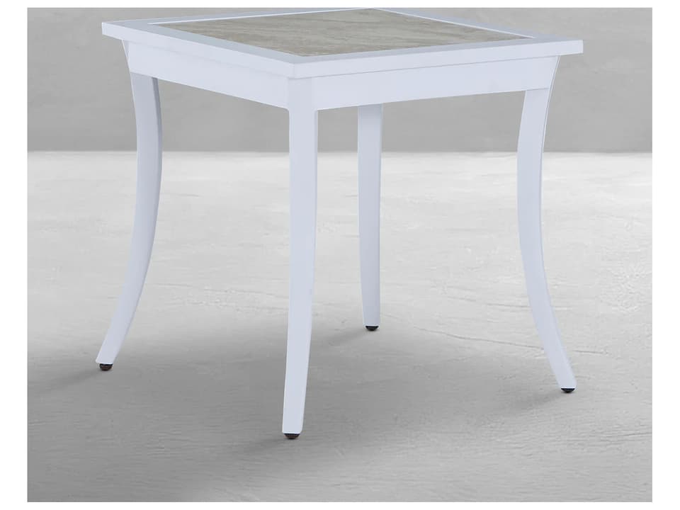 Bermuda Wrought Aluminum End Table with Porcelain Top