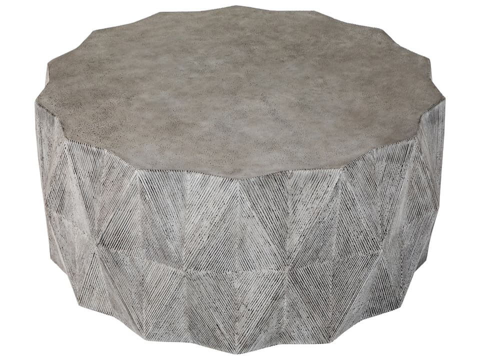 Mandarin Cast Stone Round Coffee Table in Natural Stone