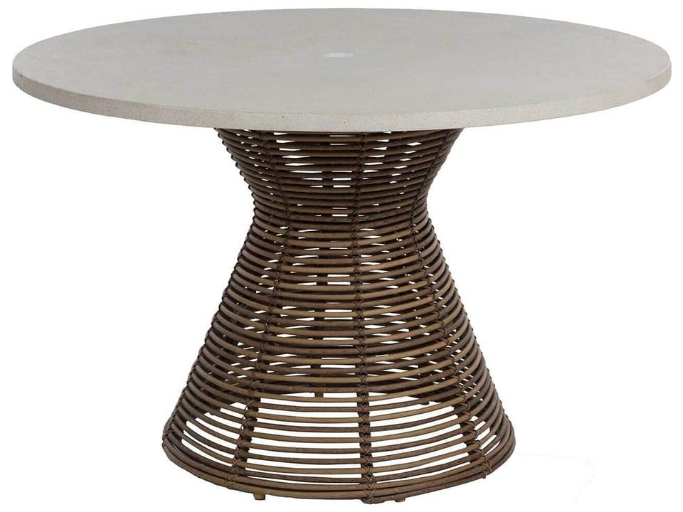 Harris Wicker Round Outdoor Dining Table with Umbrella Hole