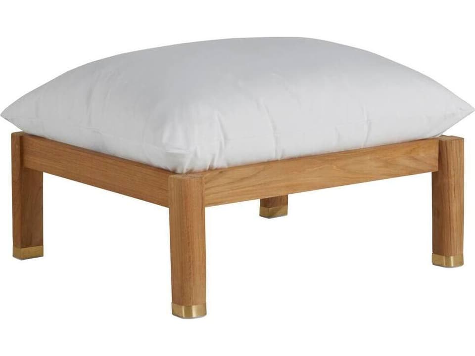 Monterey Teak Ottoman with Brass Accents and Cushion