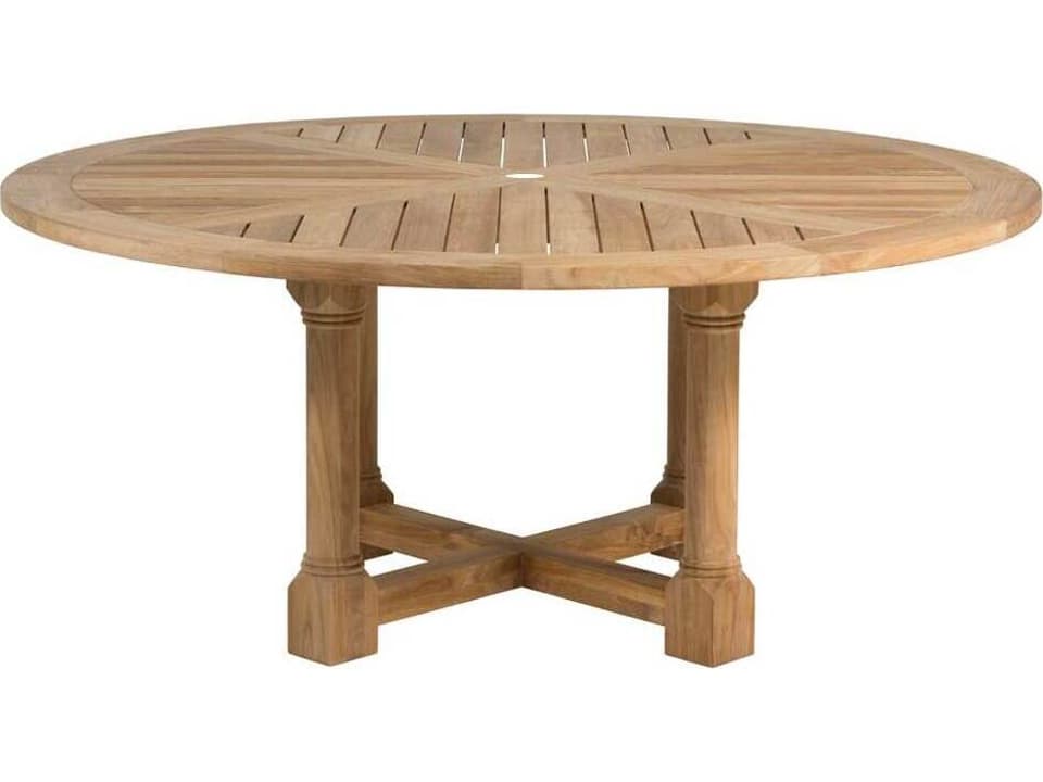 Lakeshore 72-Inch Round Outdoor Dining Table in Teak