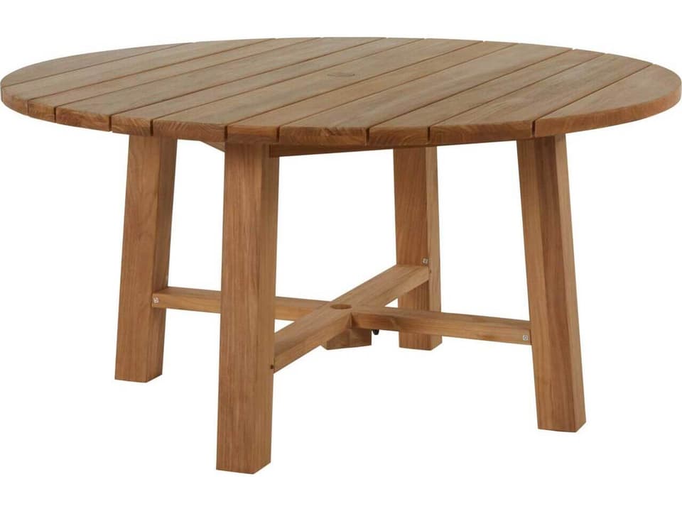 Paige 60-Inch Round Teak Dining Table in Natural