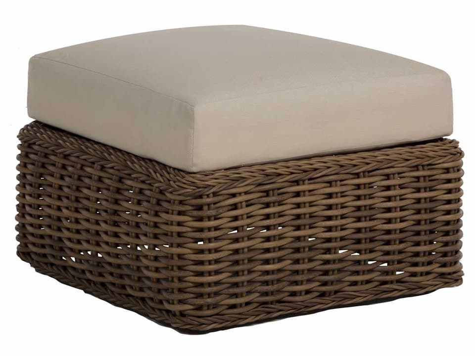 Soho Wicker Outdoor Ottoman in Raffia