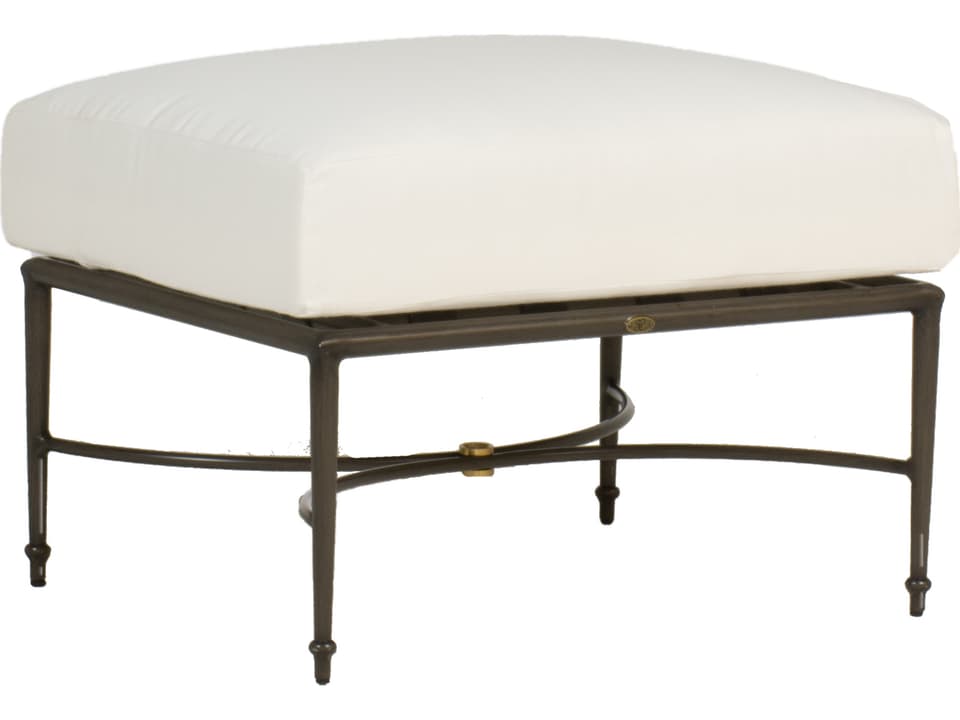 Roma Wrought Aluminum Outdoor Ottoman with Cushion