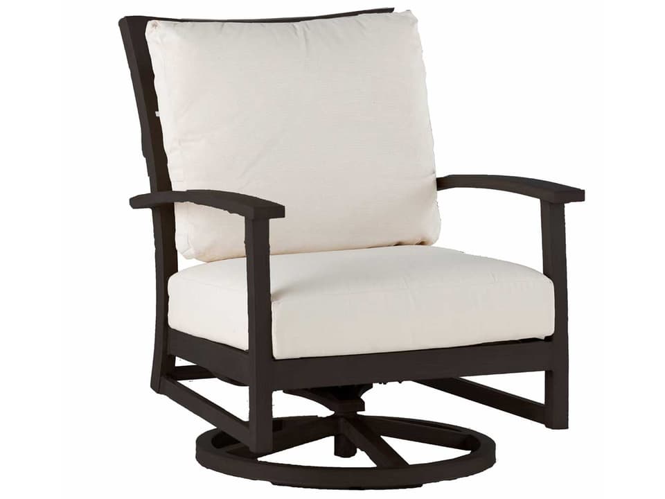 Charleston Aluminum Swivel Rocker Outdoor Lounge Chair Mahogany