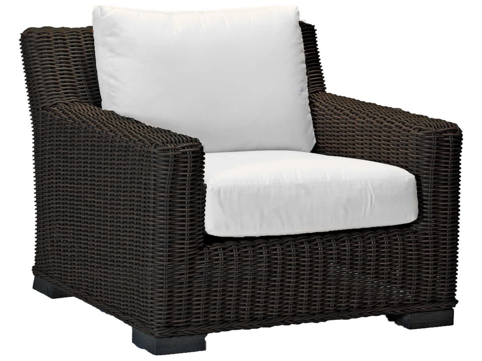 Rustic Wicker Outdoor Lounge Chair with Cushion