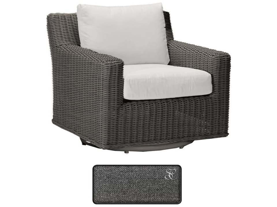 Rustic Wicker Speaker Swivel Outdoor Patio Lounge Chair