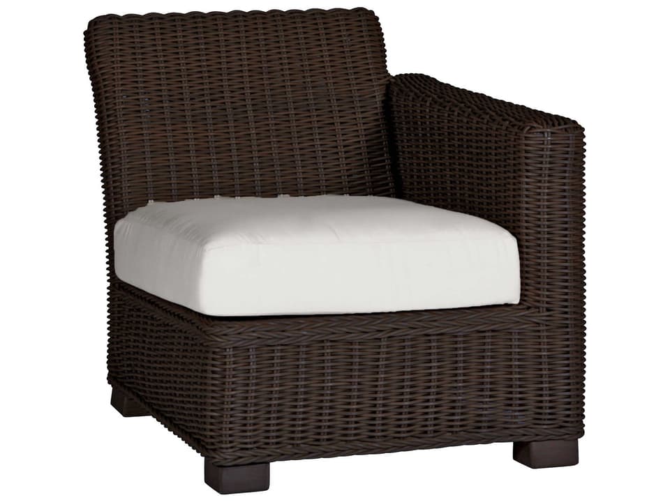 Rustic Wicker Right Arm Facing Patio Lounge Chair with Cushion