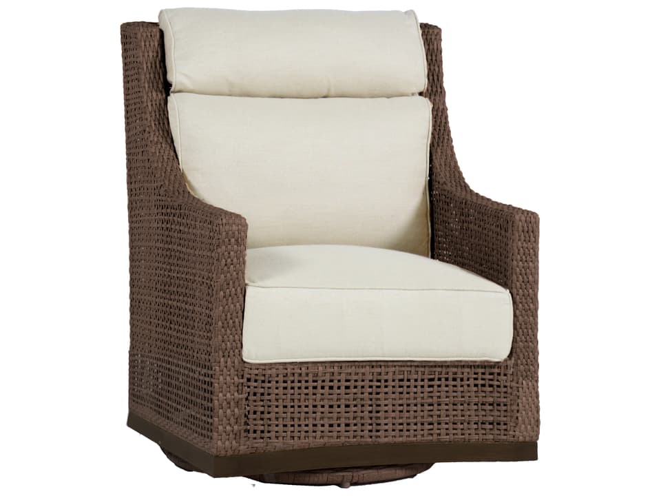 Peninsula Outdoor Swivel Glide Chair in Raffia Resin Wicker