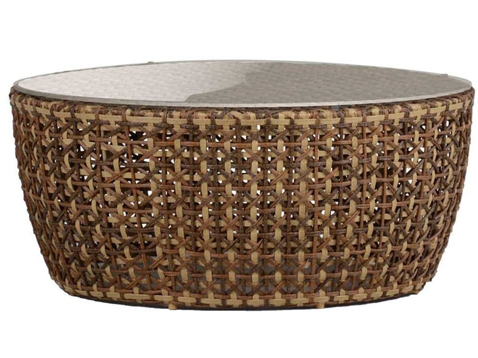 Largo N-Dura Wicker Round Coffee Table in Ago Resin
