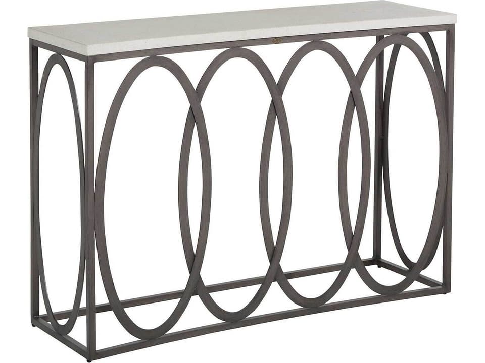 Ella Aluminum Superstone Rectangular Console Table in Slate Gray