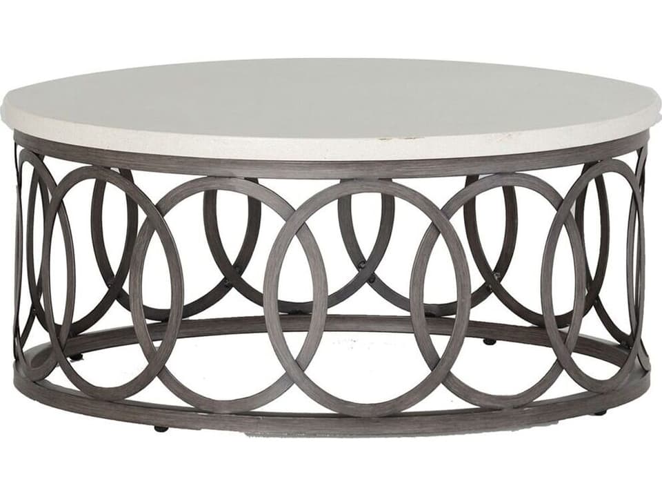 Ella 36-Inch Round Wrought Aluminum Coffee Table with Superstone Top