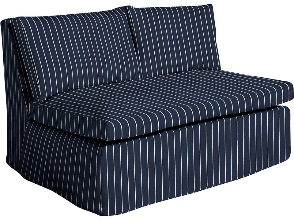 Nora Armless Loveseat with Sailor Stripe Indigo Fabric