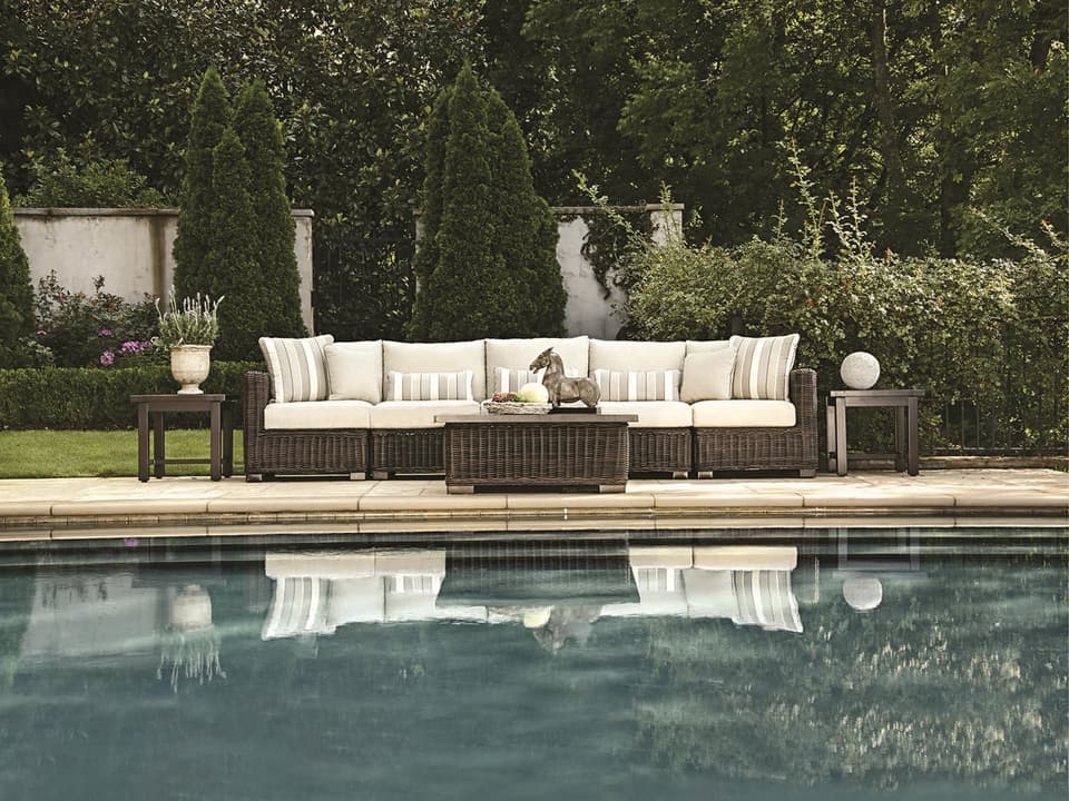 Rustic Wicker Sectional Outdoor Lounge Set