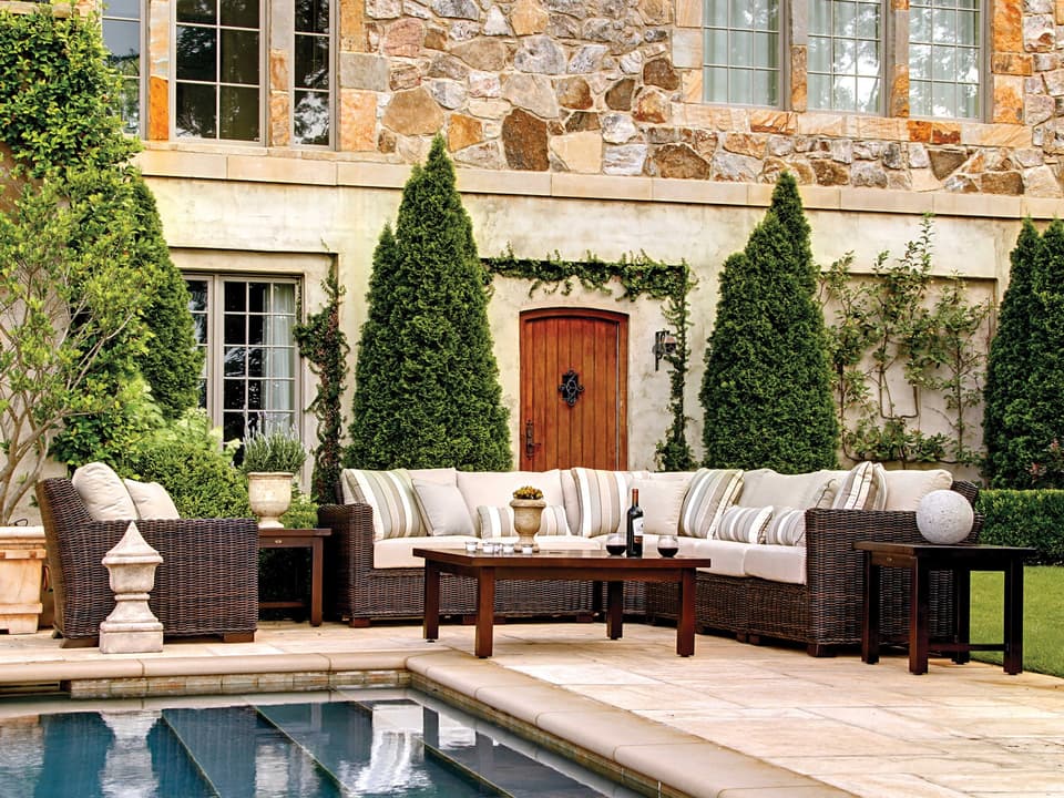 Rustic Wicker Cushion Lounge Set
