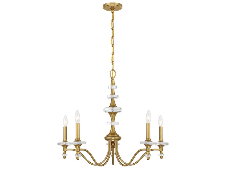 5-Light Champlain Chandelier in Warm Brass with K9 Crystal
