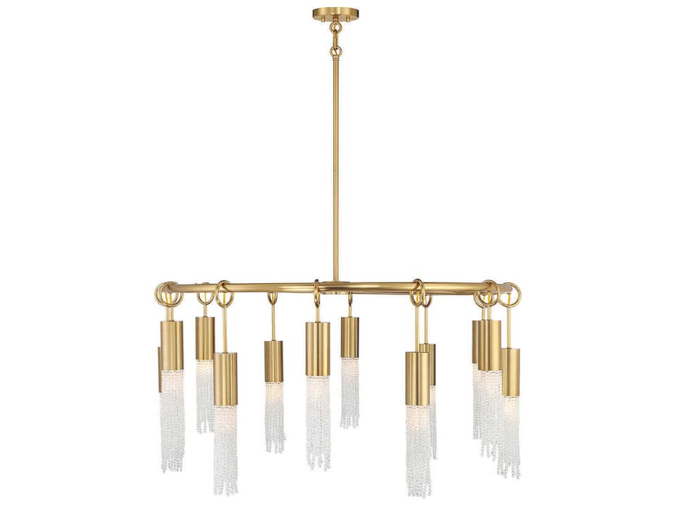 Chelsea 12-Light Chandelier in Warm Brass with Clear Crystal Beads