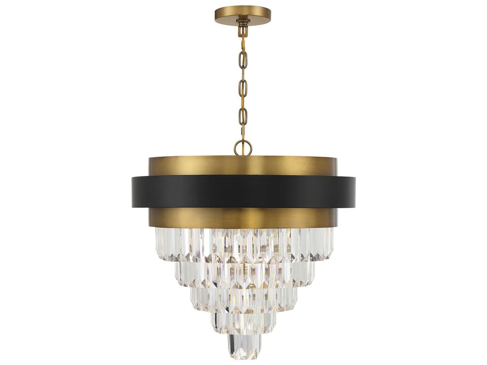 4-Light Marquise Chandelier in Matte Black and Warm Brass