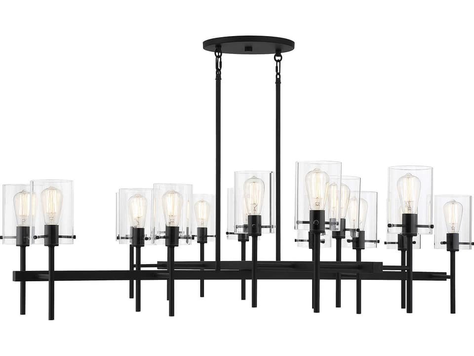16-Light Vista Chandelier in Matte Black with Clear Glass