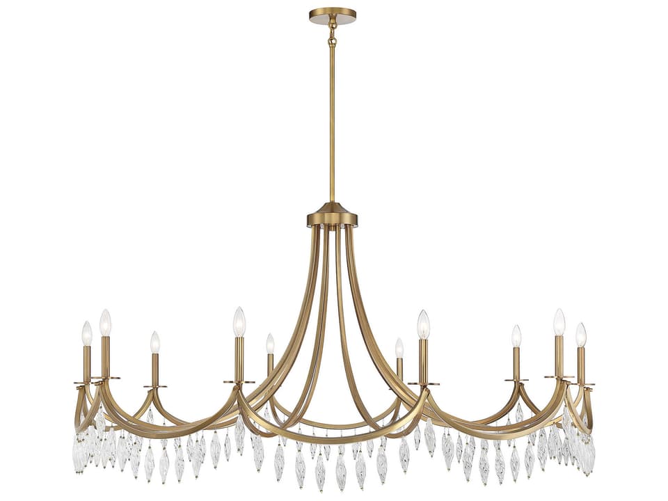 10-Light Kameron Chandelier in Warm Brass with Crystal Accents
